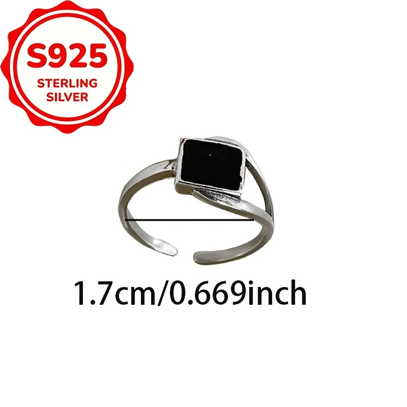S925 Silver Geometric Square Interlocking Band Ring